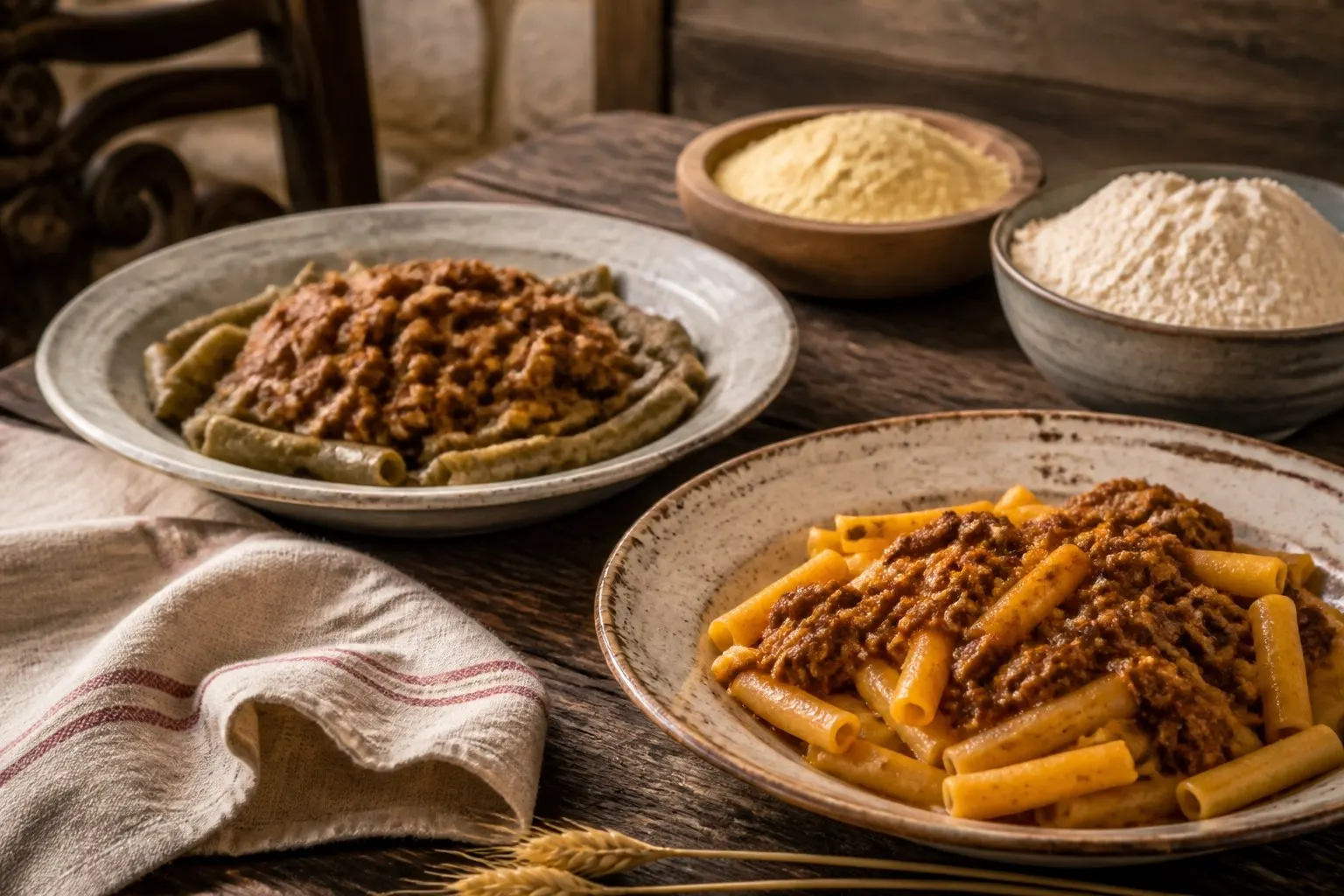 Tacconi e Maccheroni con Farina di Fava e Mais Ottofile (Maceratese e Monti Sibillini) — piatto tipico delle Marche