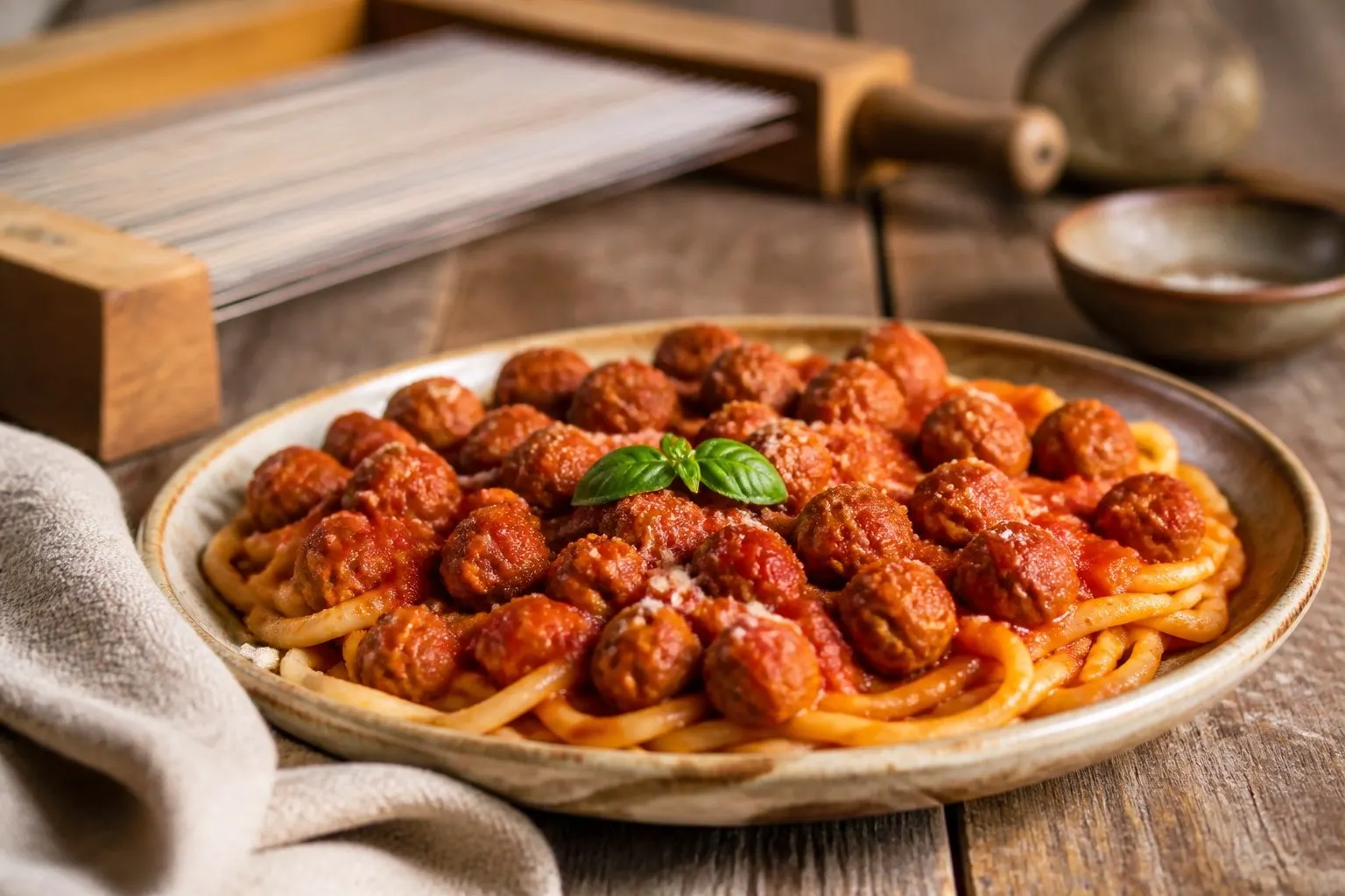 Chitarra con le Pallottoline (Ascoli Piceno e Basso Piceno) — piatto tipico delle Marche